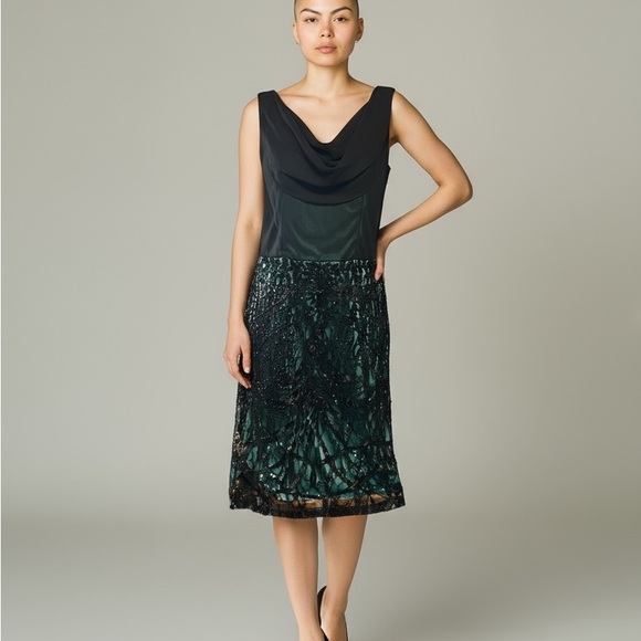 Dresses & Skirts - 🖤 Black & Teal Beaded Cocktail Dress | Side Zipper | Elegant Evening Glam ✨